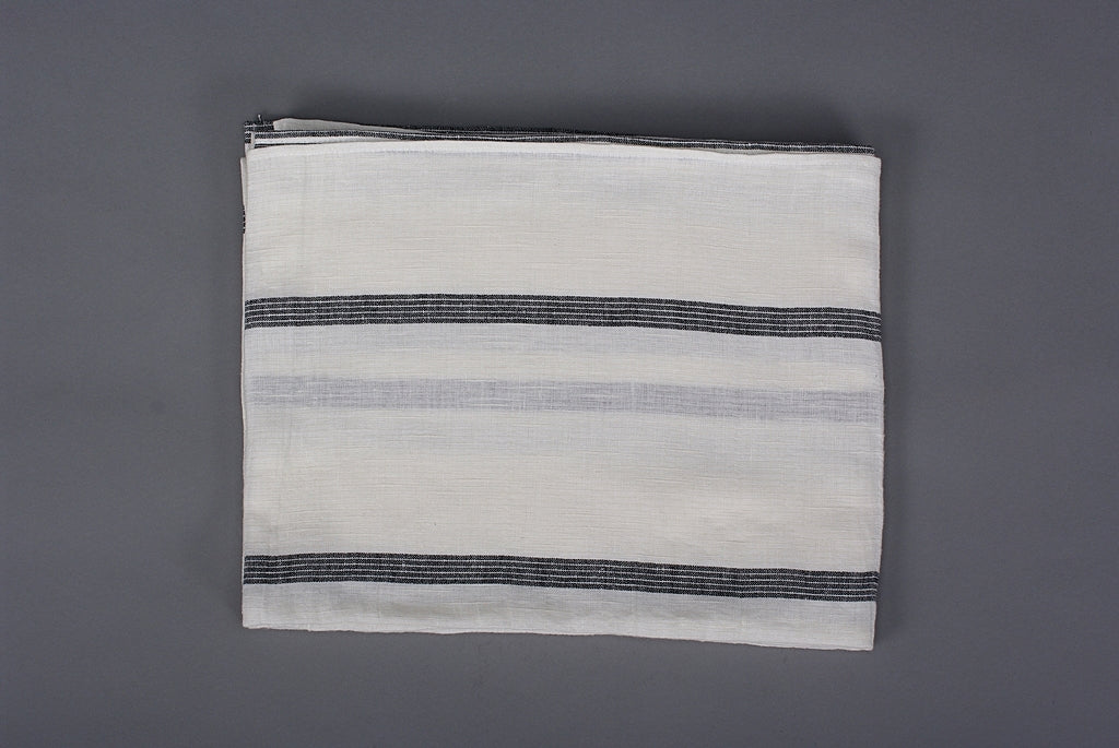 Linen Huckaback Beach Towel White Gray Striped, Linen Beach Towel Beach Towel Old Linen Mill