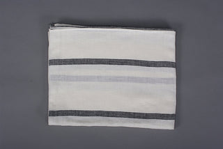 Linen Huckaback Beach Towel White Gray Striped, Linen Beach Towel Beach Towel Old Linen Mill