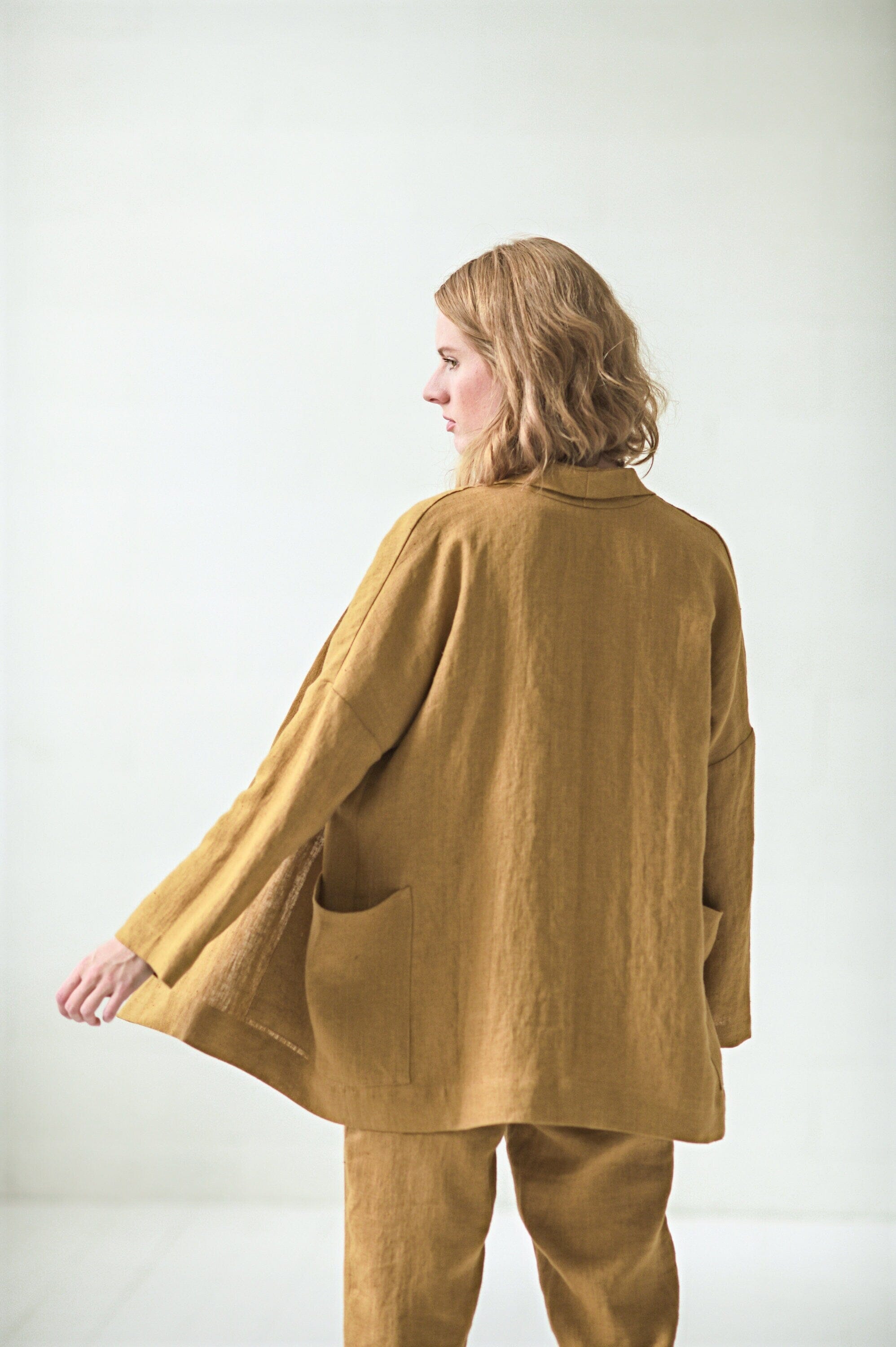 Linen Jacket with Pockets Old Linen Mill 