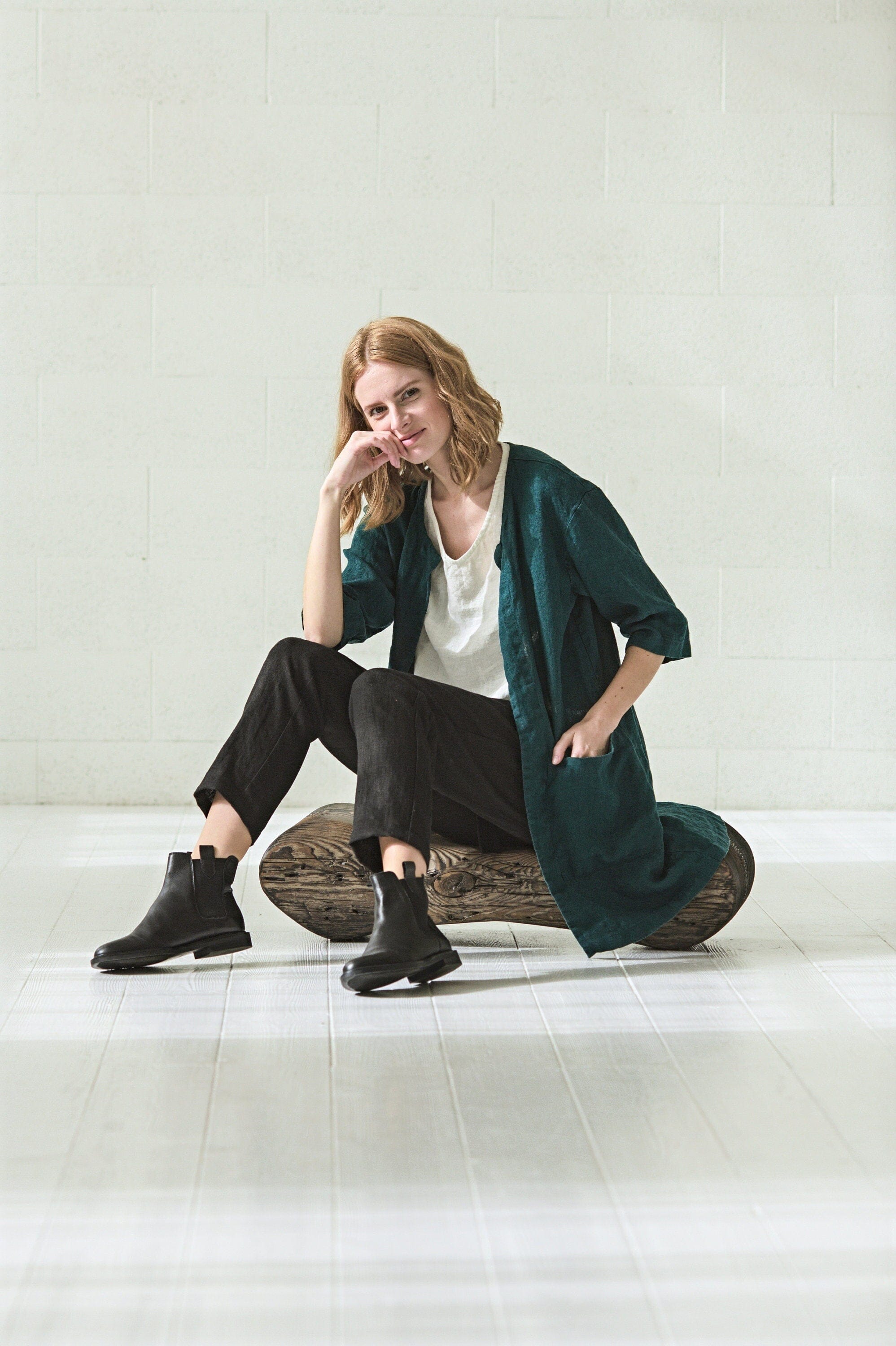 Linen Jacket with Pockets Old Linen Mill 