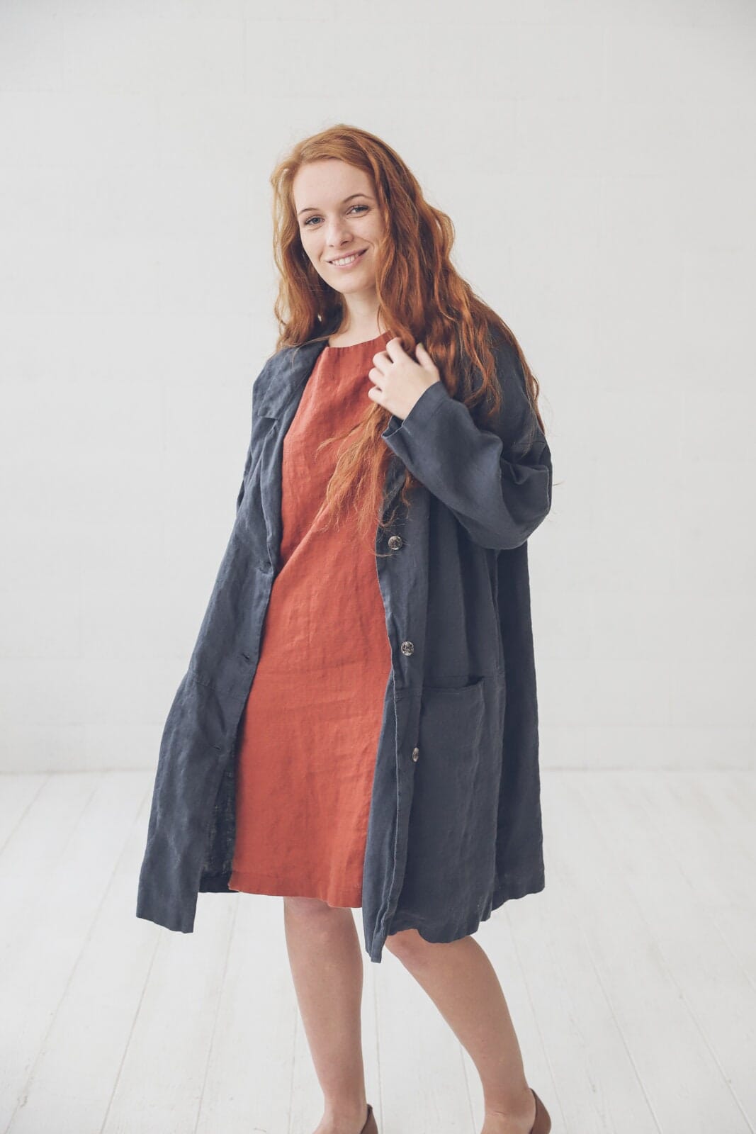 Linen Jacket with Pockets Old Linen Mill 