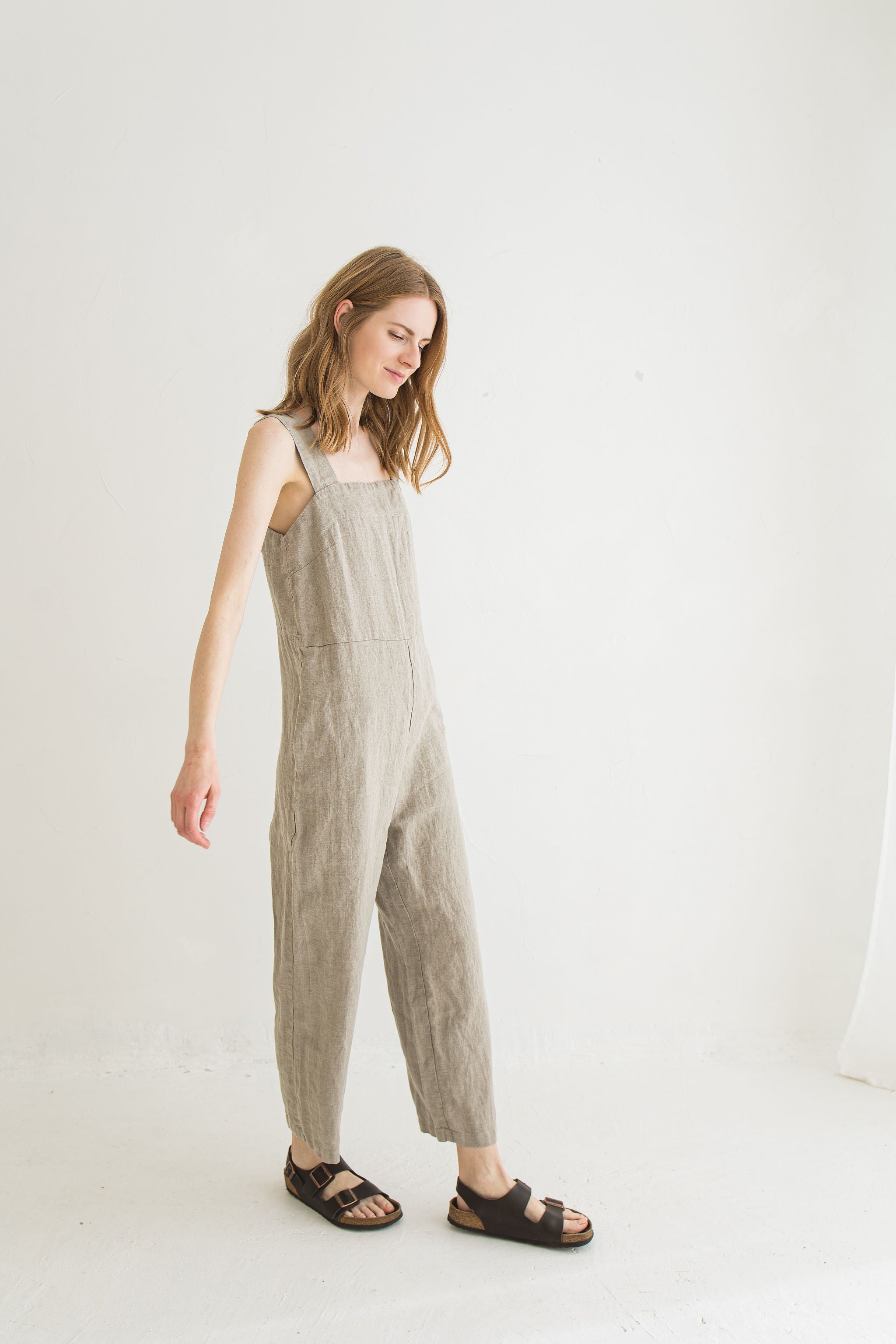 Linen Jumpsuit with belt J11 Old Linen Mill