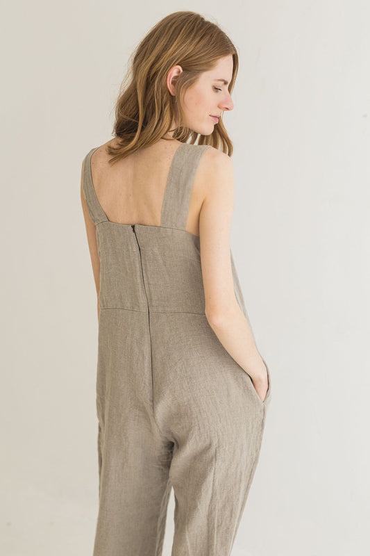 Linen Jumpsuit with belt J11 Old Linen Mill