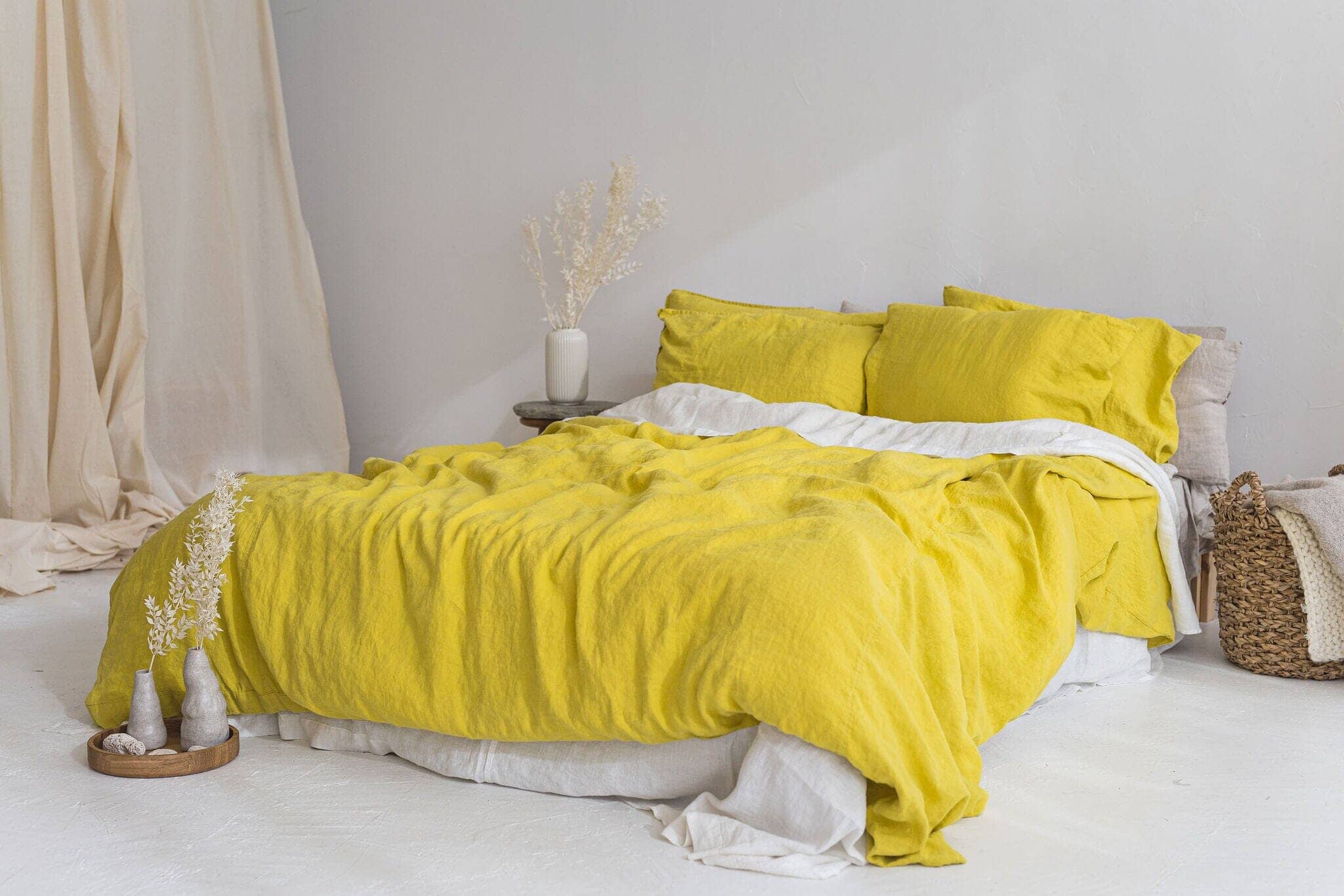 Moss Yellow Linen Sheet Set, MagicLinen