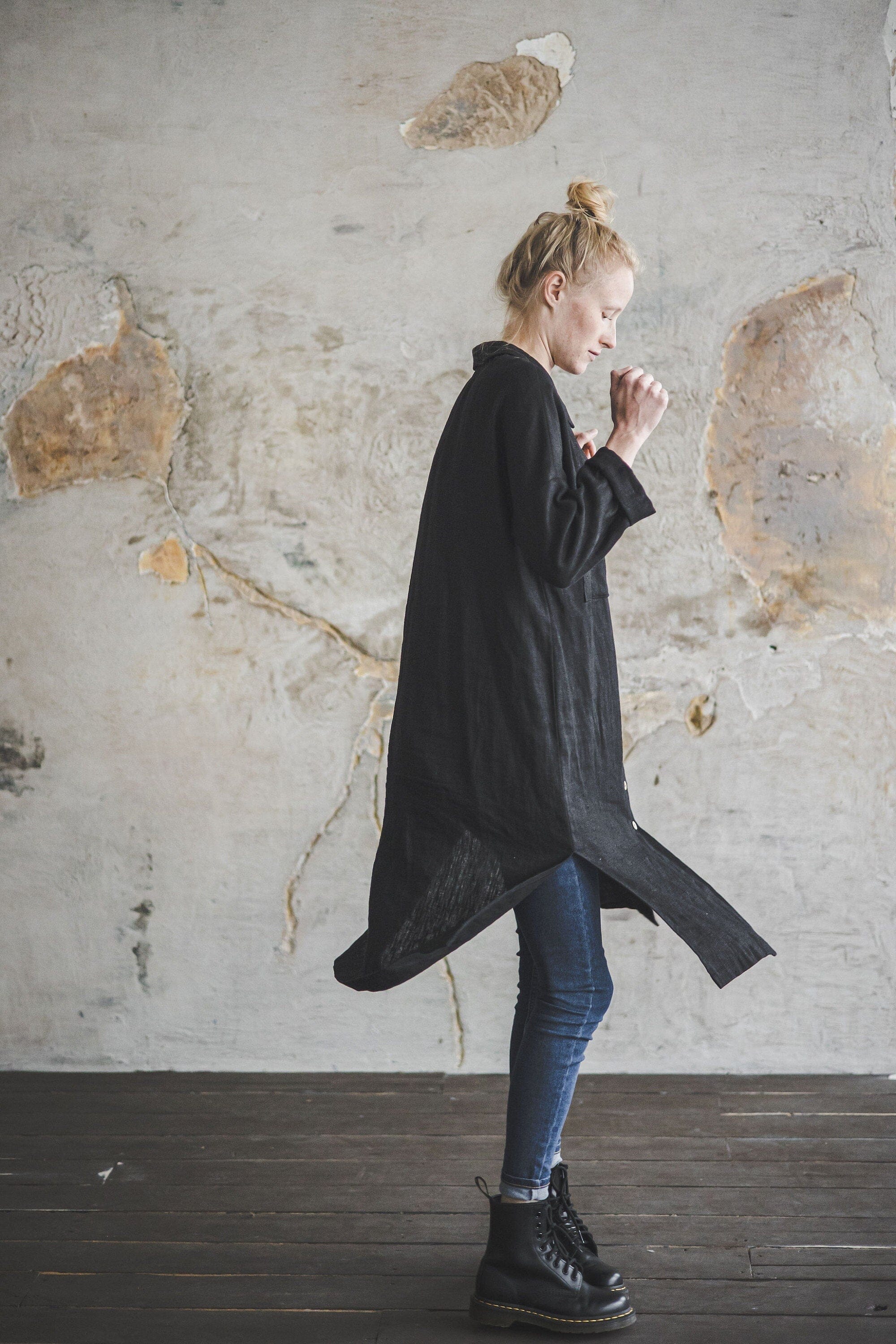 Linen Long Buttons Down Dress Old Linen Mill 