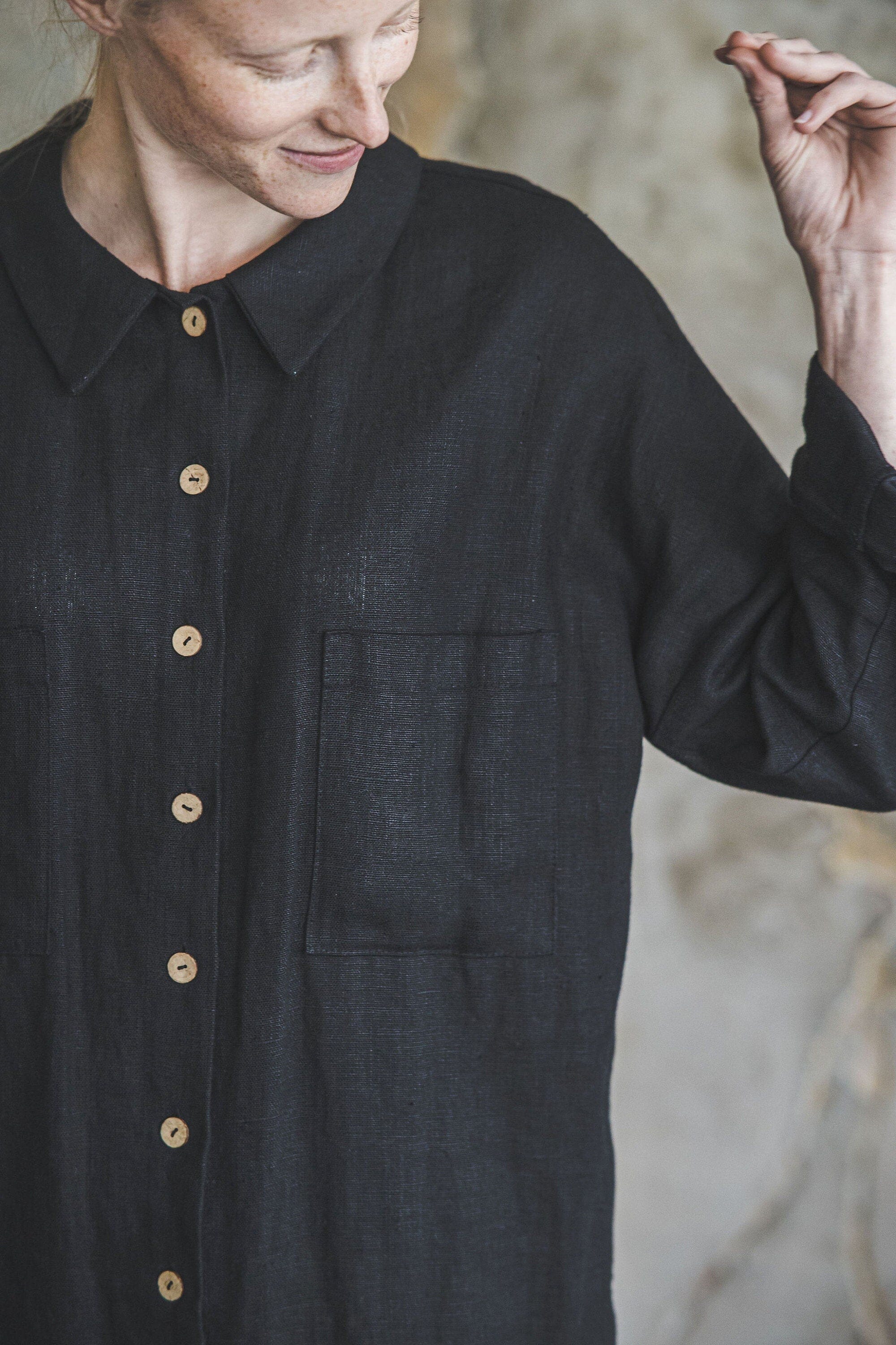 Linen Long Buttons Down Dress Old Linen Mill 