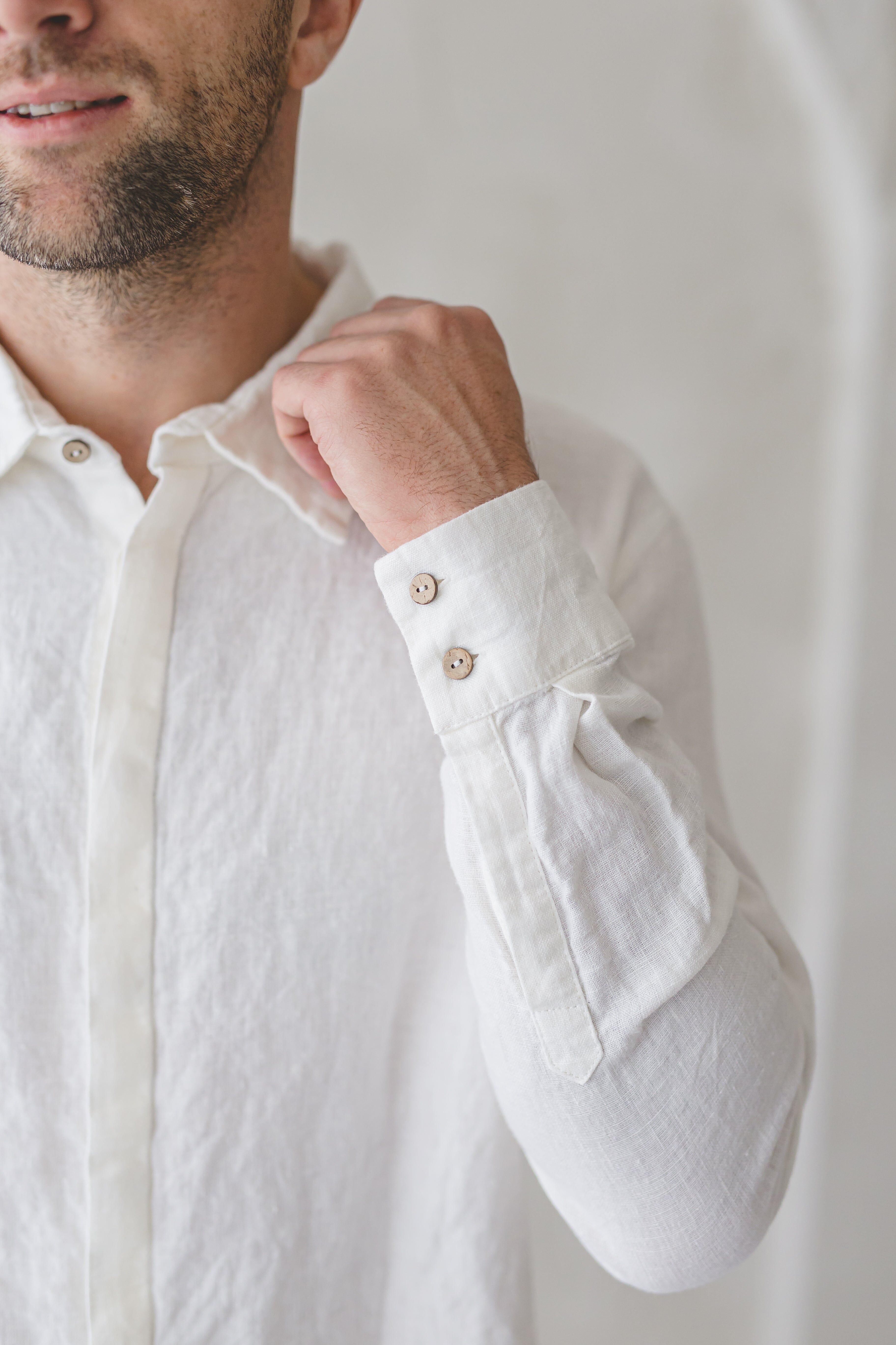 Linen Men's Shirt With Hidden Buttons Old Linen Mill