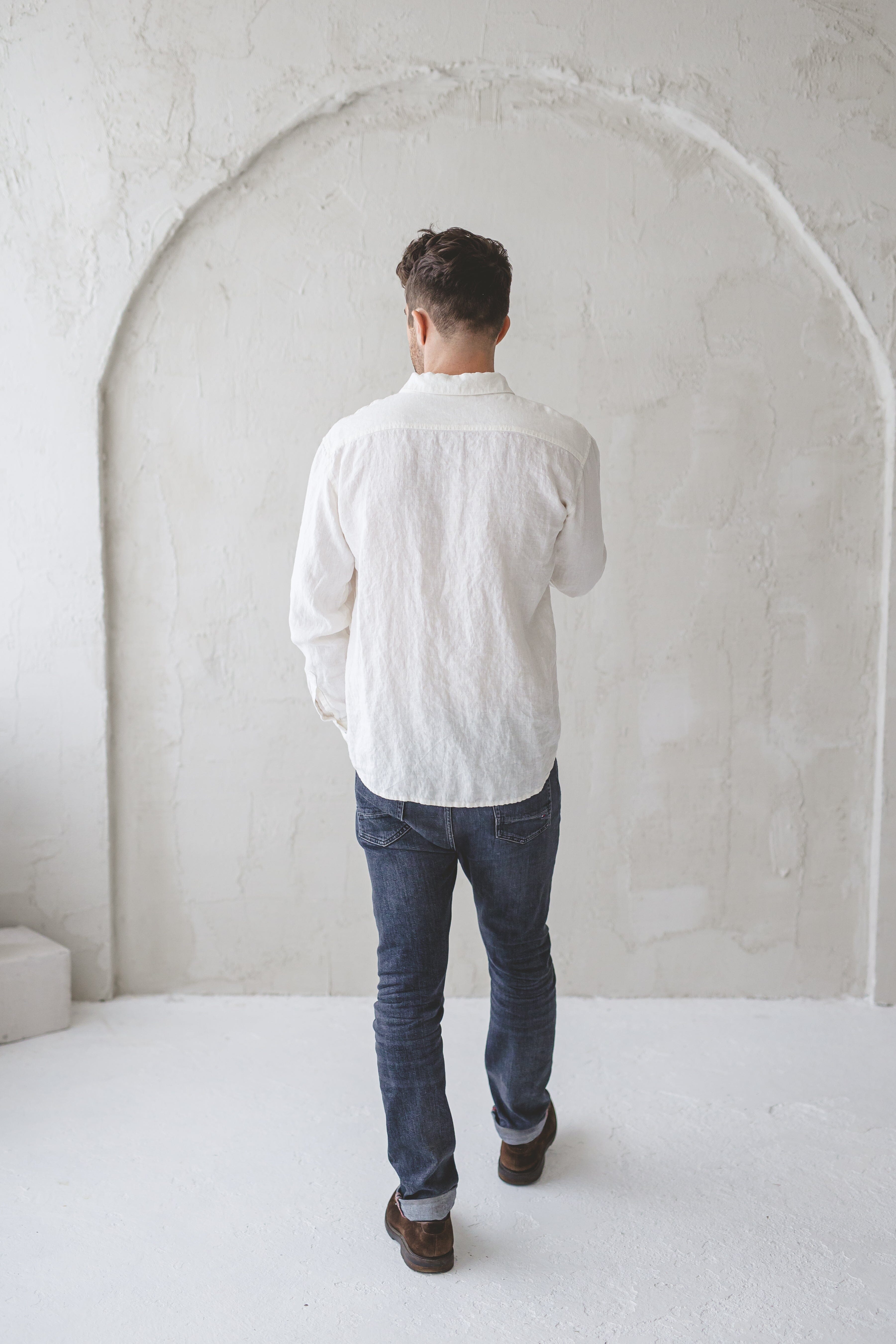Linen Men's Shirt With Hidden Buttons Old Linen Mill