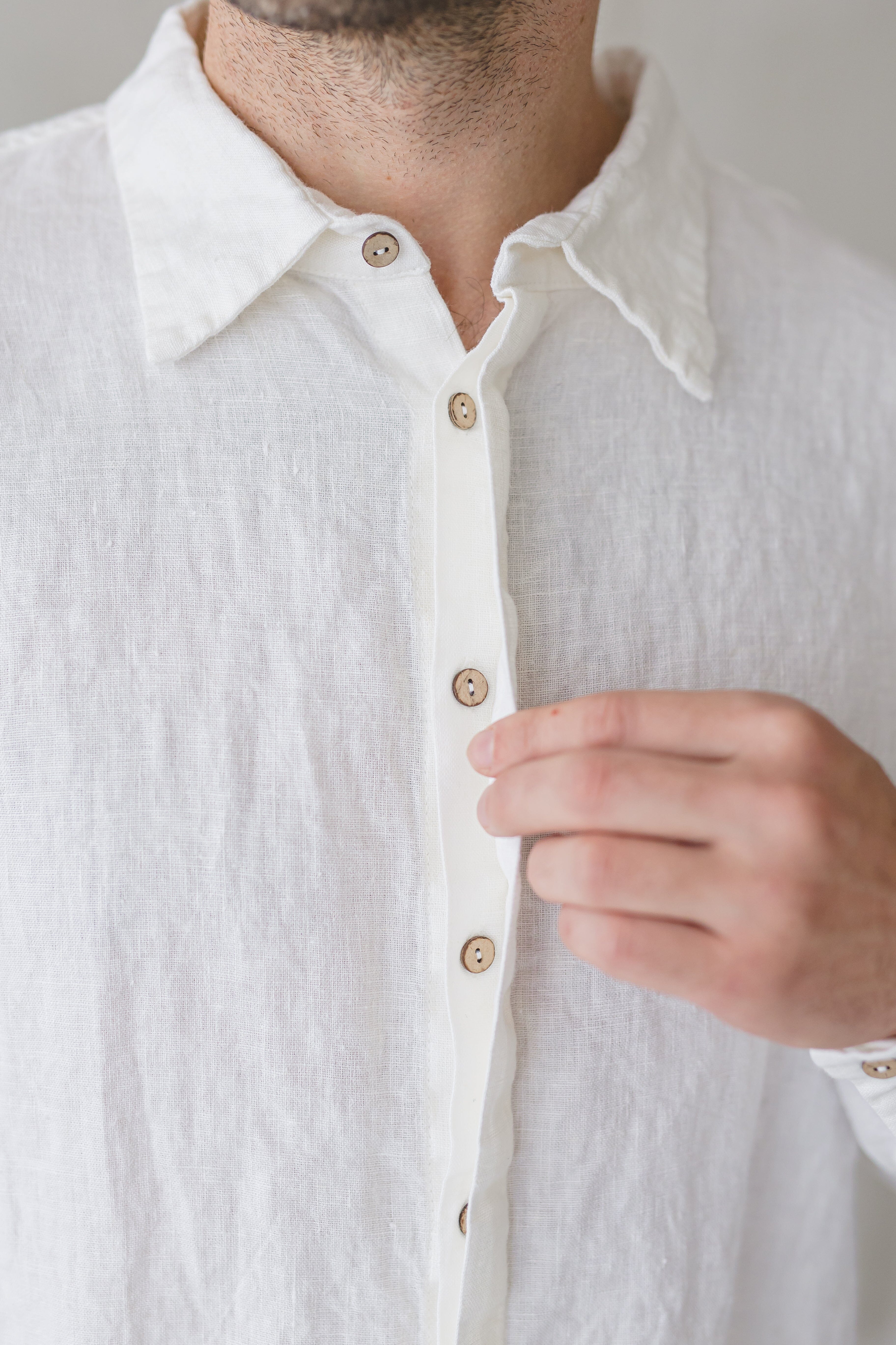 Linen Men's Shirt With Hidden Buttons Old Linen Mill
