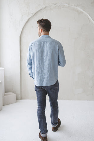 Linen Men's Shirt With Hidden Buttons Old Linen Mill