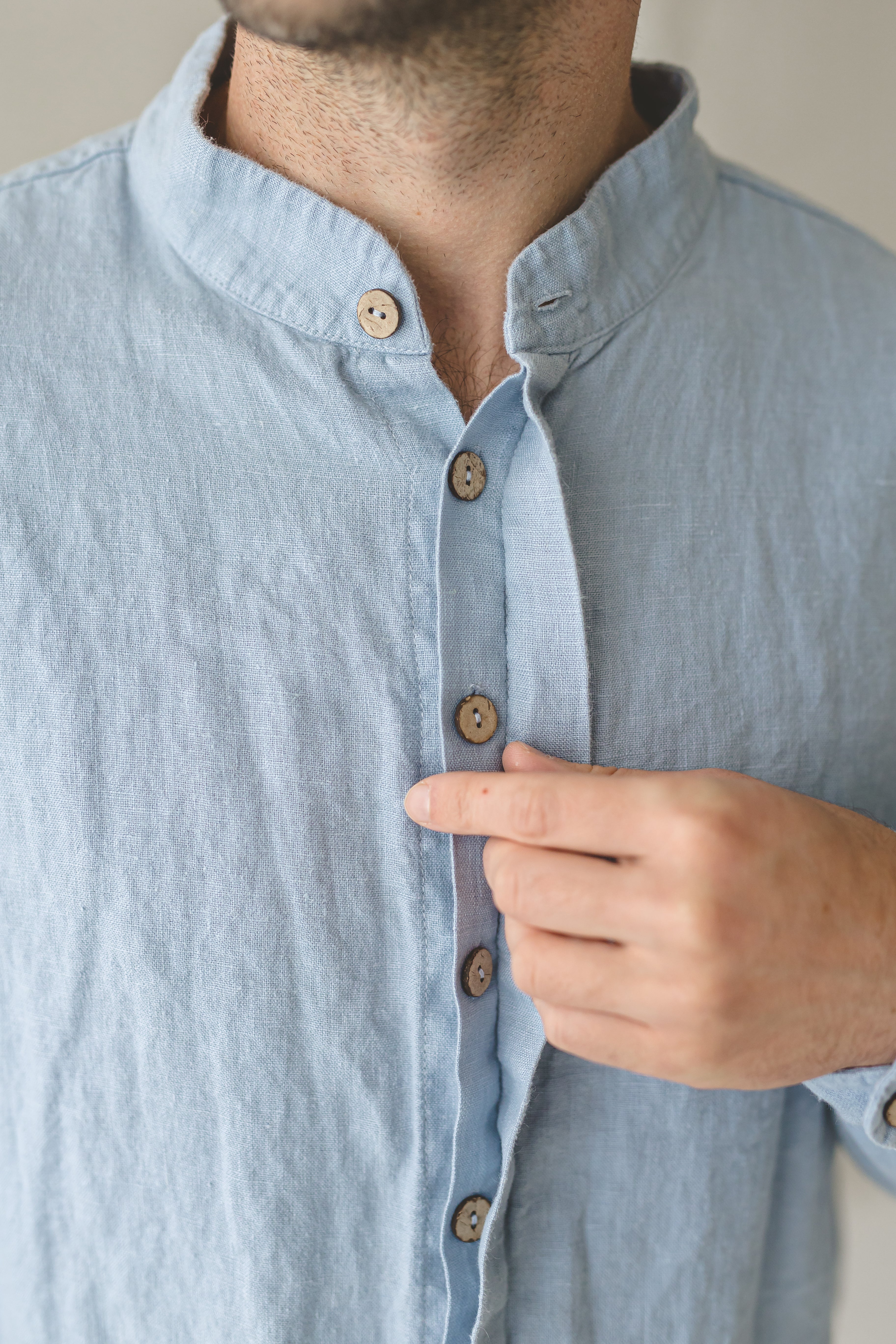 Linen Men's Shirt With Hidden Buttons Old Linen Mill