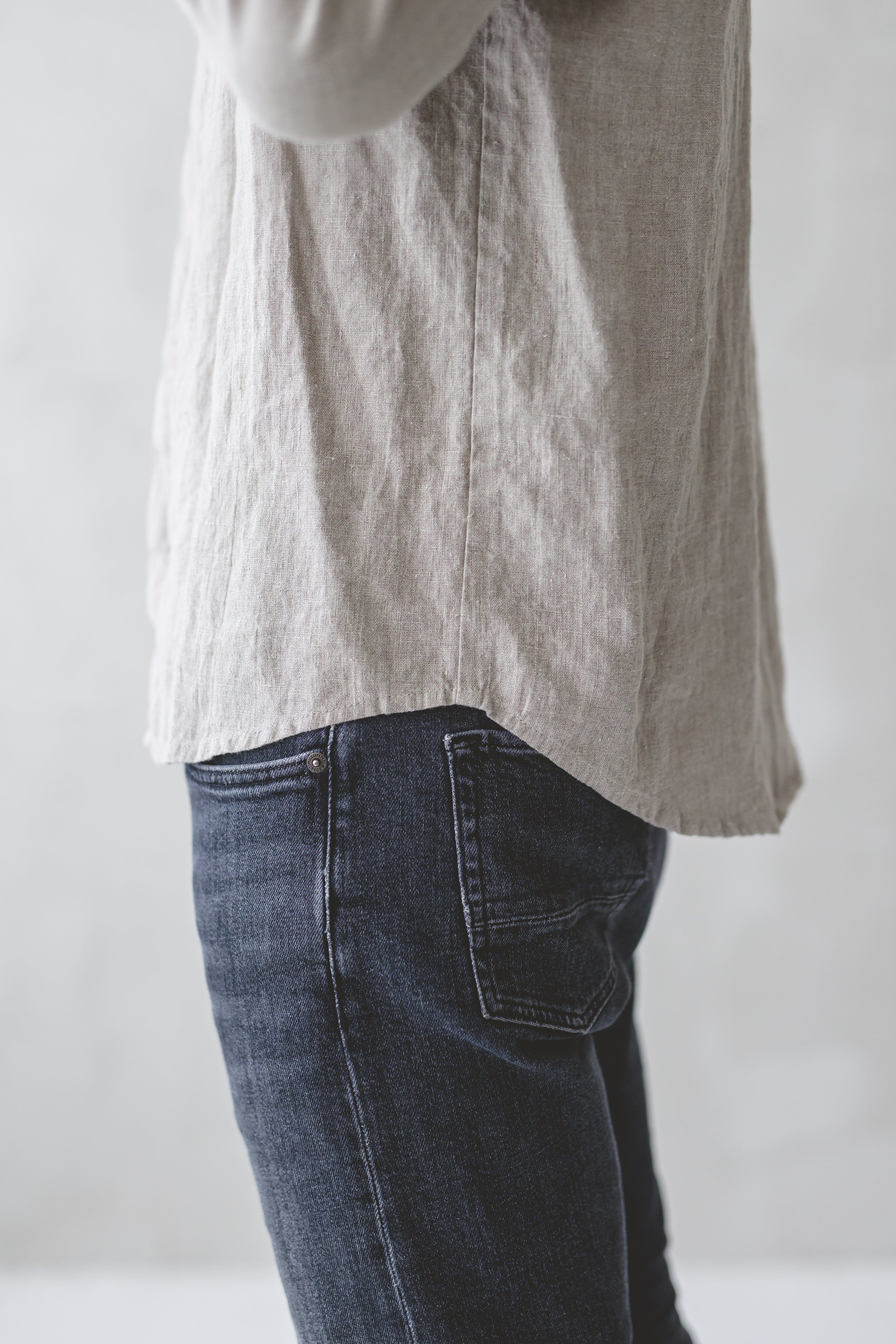 Linen Men's Shirt With Hidden Buttons Old Linen Mill