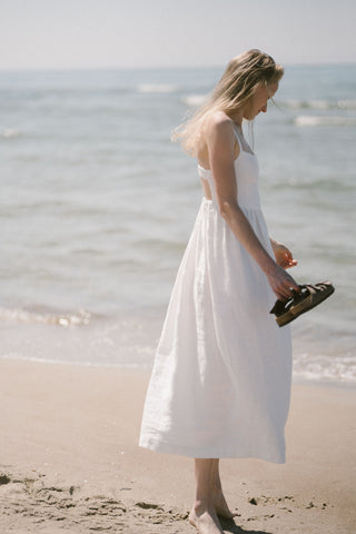 Linen Midi Summer Open Back Dress side picture