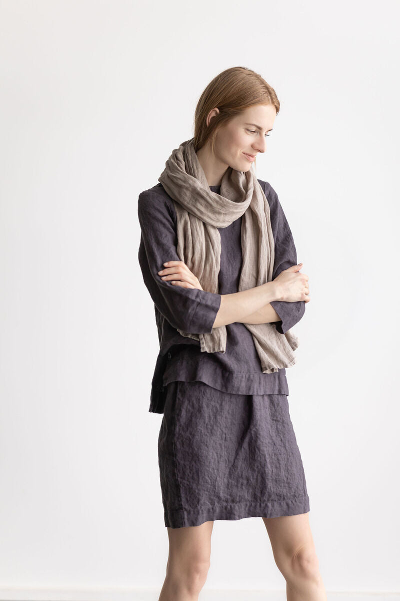 Linen mini  skirt with back split Linen mini skirt Epic linen