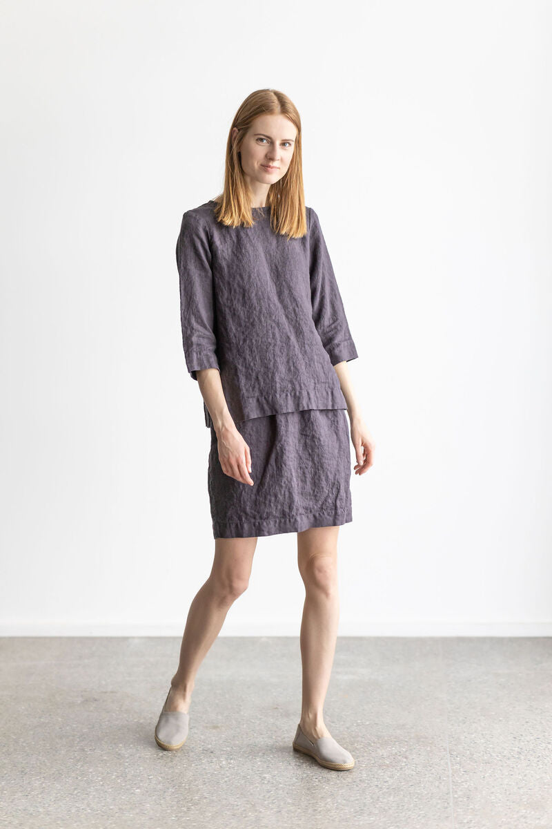 Linen mini  skirt with back split Linen mini skirt Epic linen