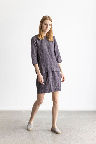 Linen mini  skirt with back split Linen mini skirt Epic linen