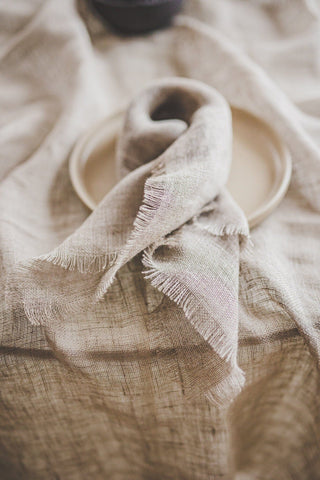 Linen Napkins Set with Fringes Old Linen Mill 