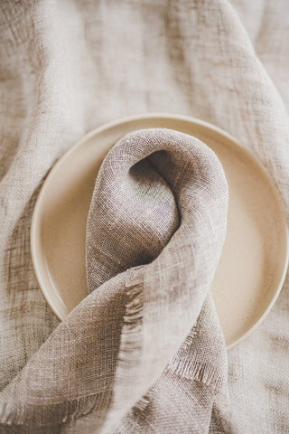 Linen Napkins Set with Fringes Old Linen Mill 