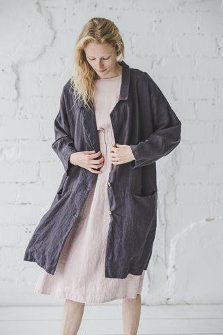 Linen Oversized Jacket with Side Pockets Old Linen Mill 