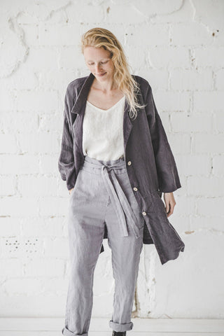 Linen Oversized Jacket with Side Pockets Old Linen Mill 