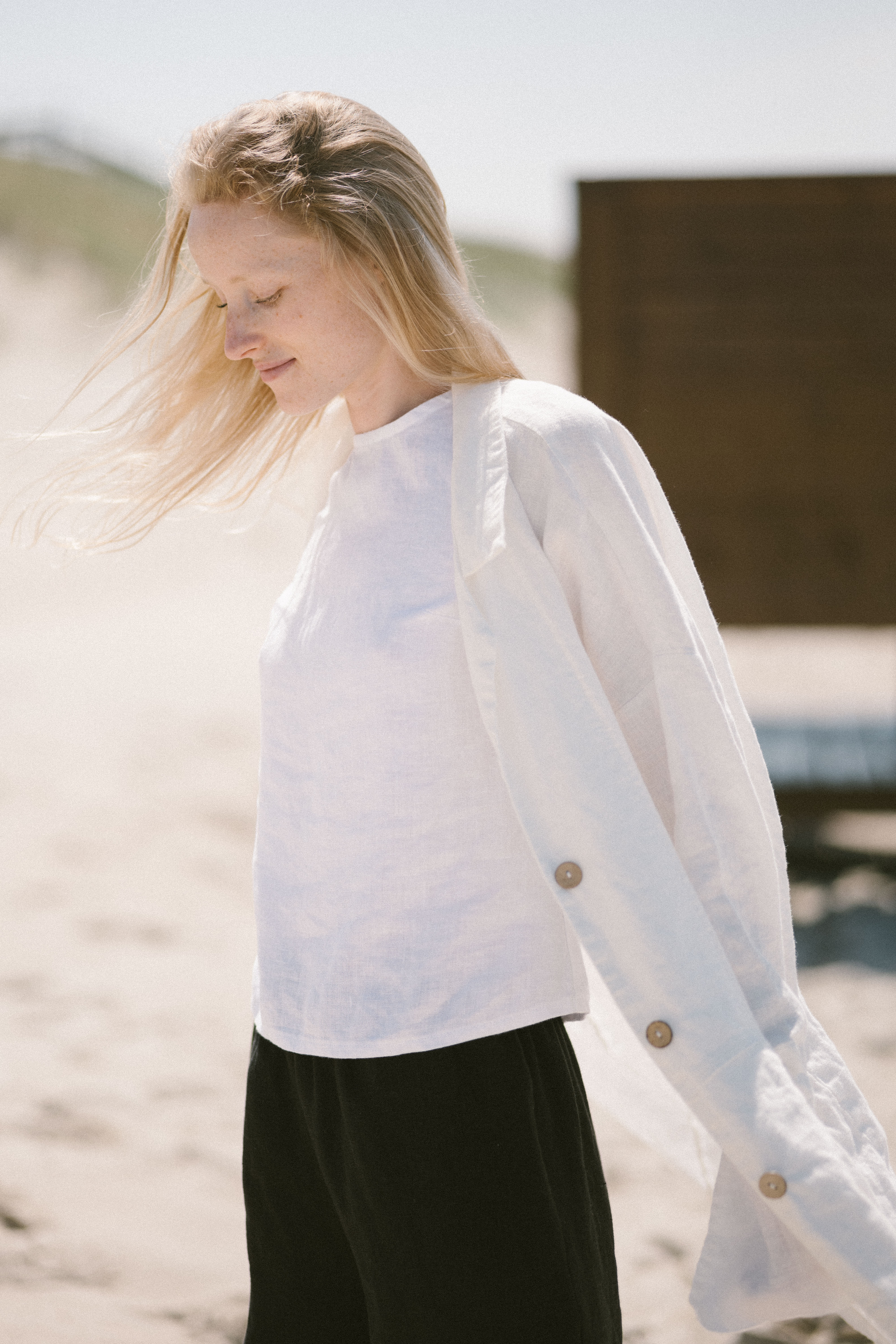 Linen Oversized Jacket with Side Pockets C01 Old Linen Mill