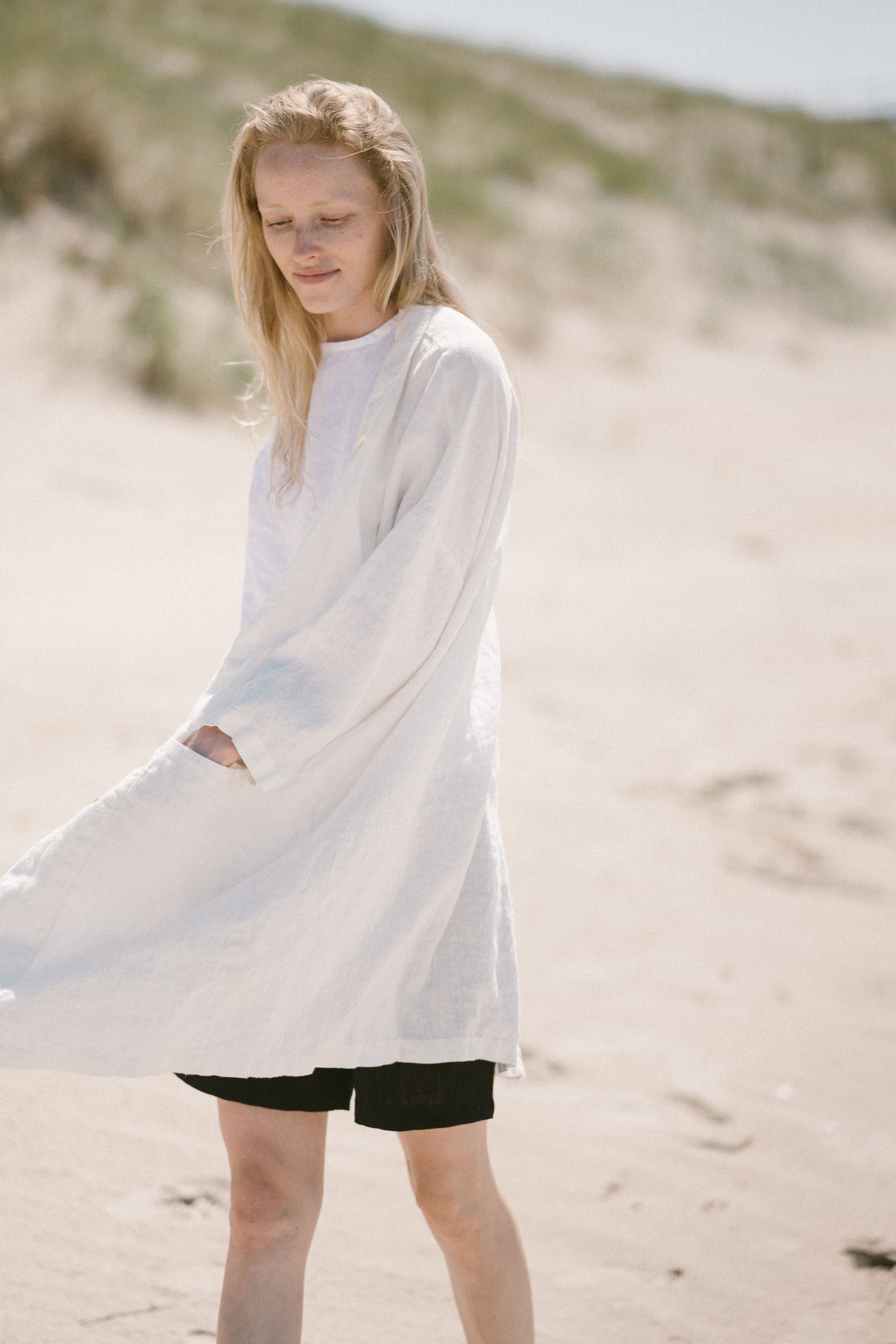 Linen Oversized Jacket with Side Pockets C01 Old Linen Mill