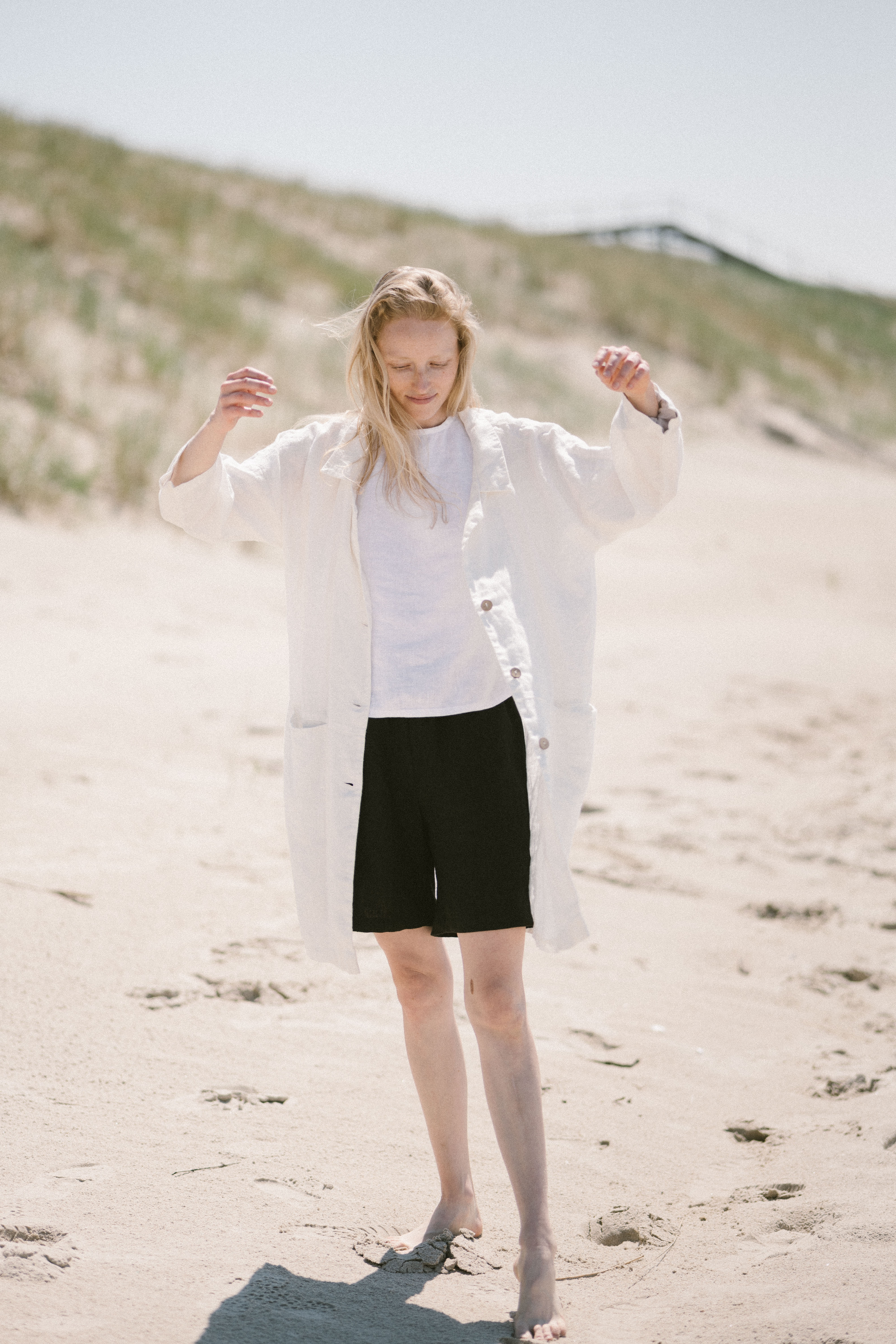 Linen Oversized Jacket with Side Pockets C01 Old Linen Mill