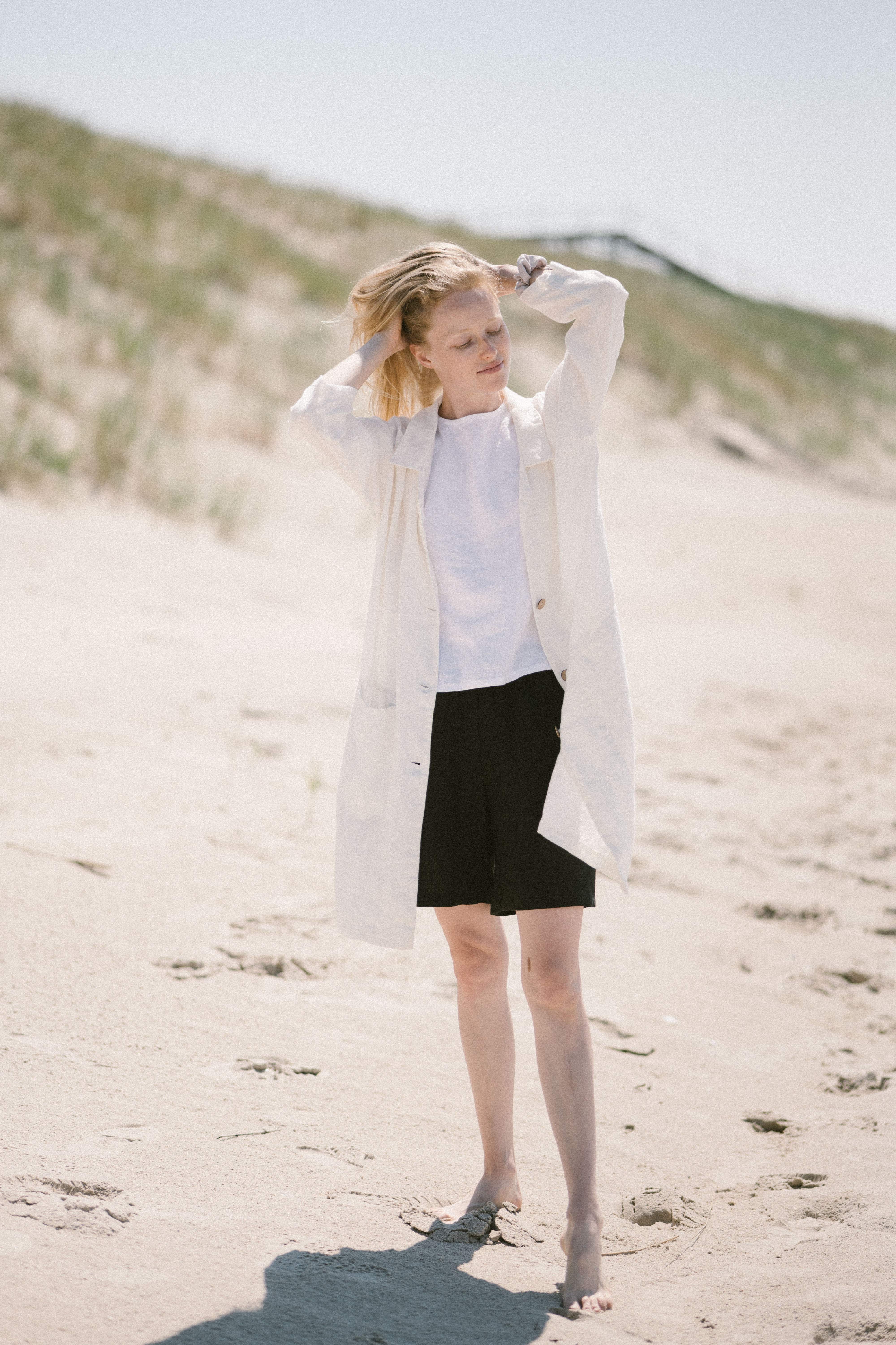 Linen Oversized Jacket with Side Pockets C01 Old Linen Mill