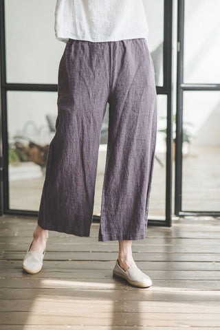 Linen Pants Relaxed Fit / Loose Linen Culottes / Wide Leg Autumn Linen Pants P03 Old Linen Mill 