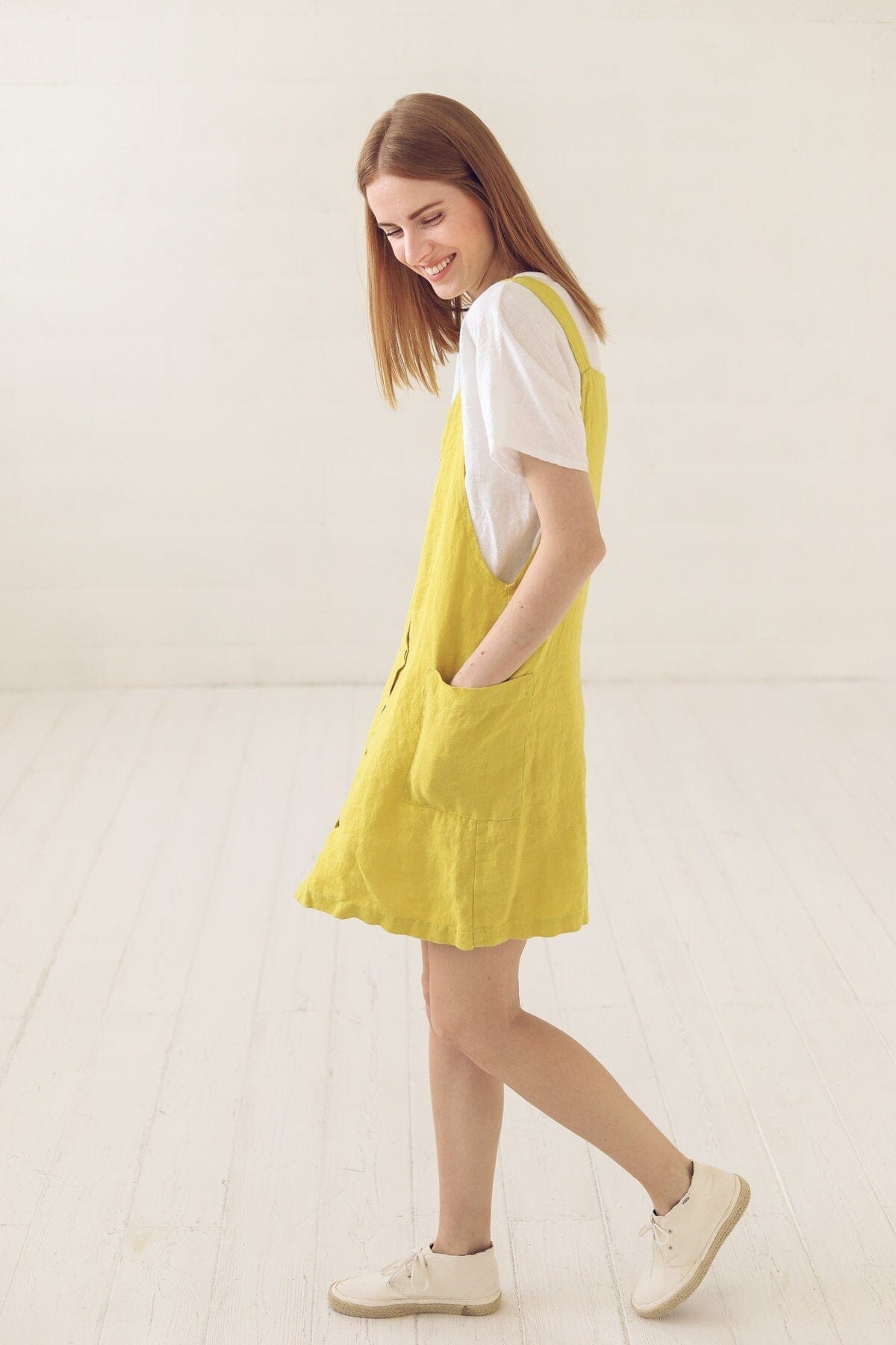 Linen Pinafore Dress for Women Old Linen Mill 