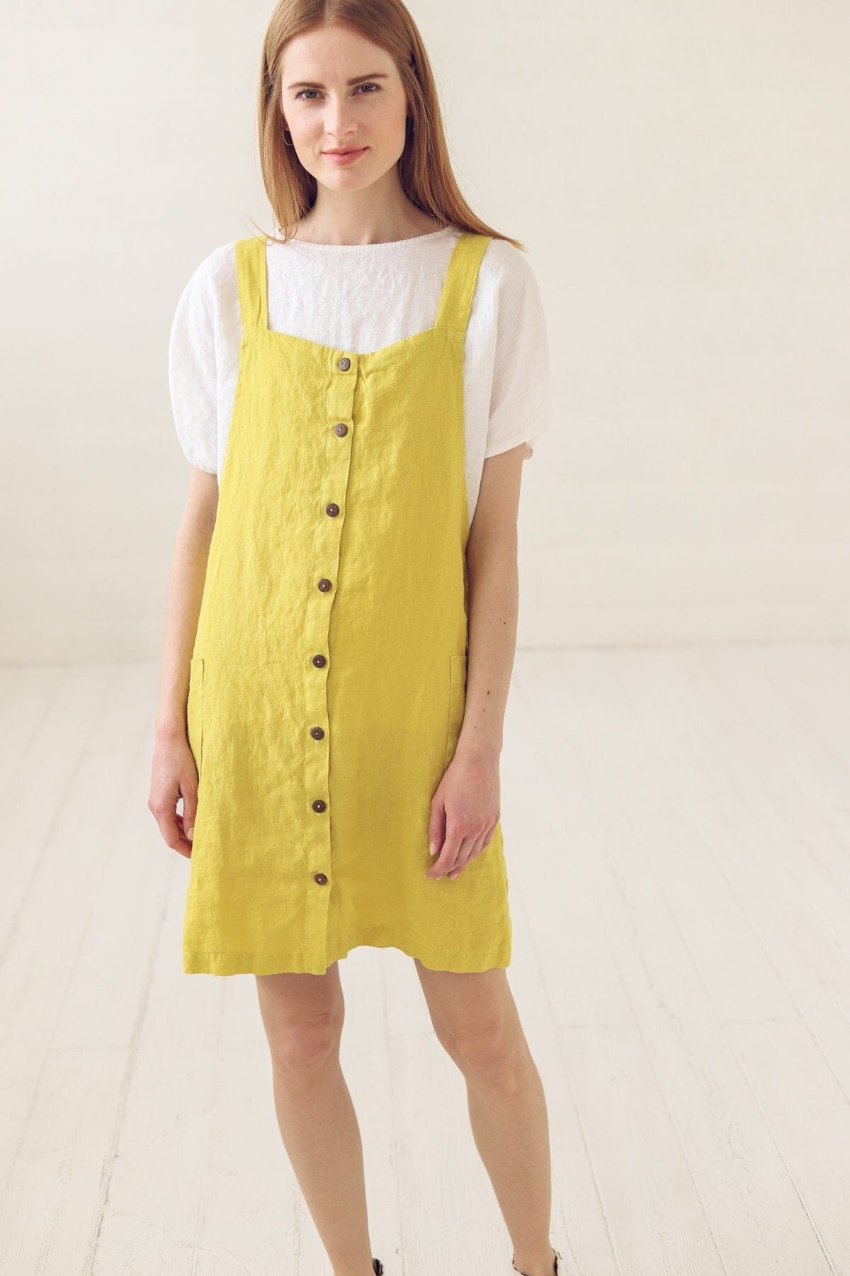 Linen Pinafore Dress for Women Old Linen Mill 
