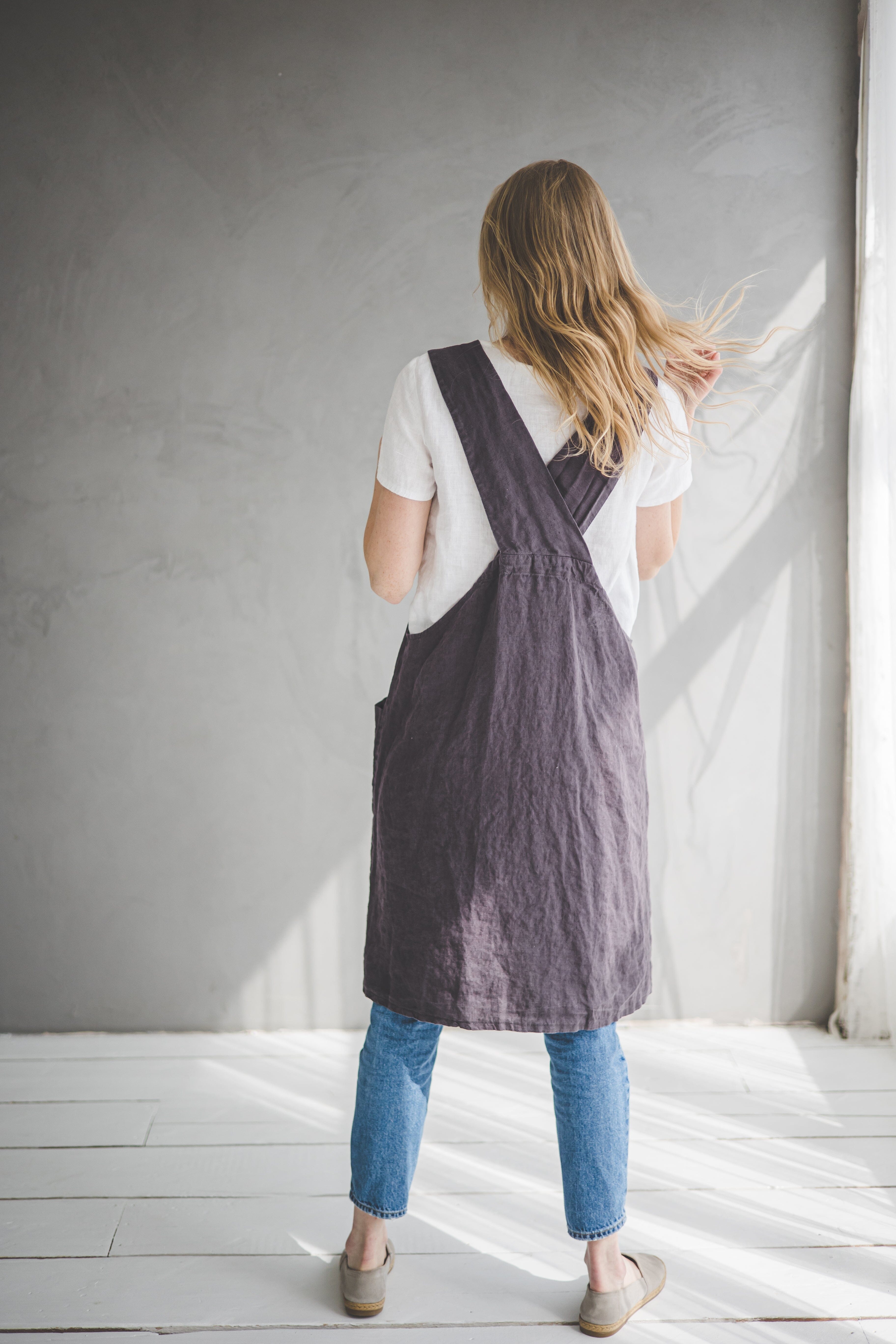 Linen Pinafore Dress D54 Old Linen Mill