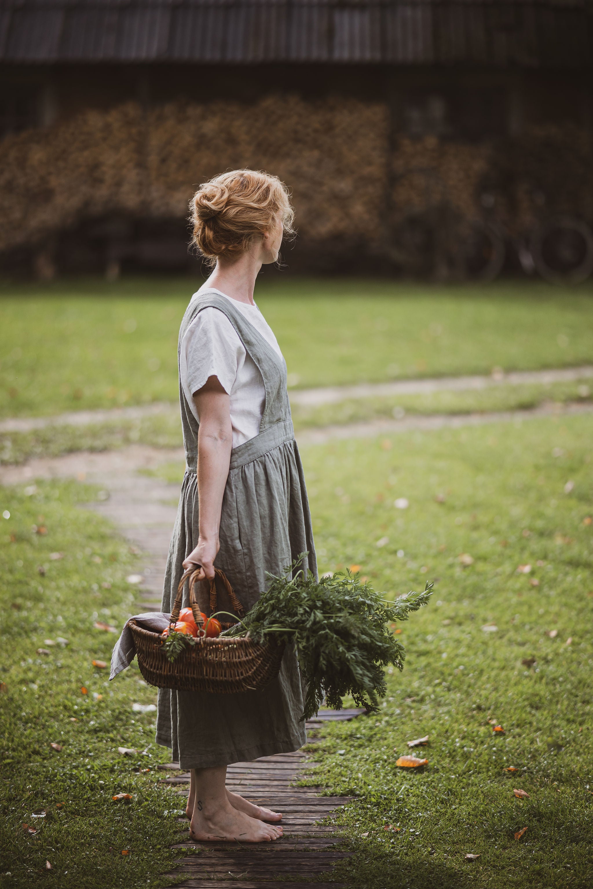 Linen Pinafore Dress D56 Old Linen Mill