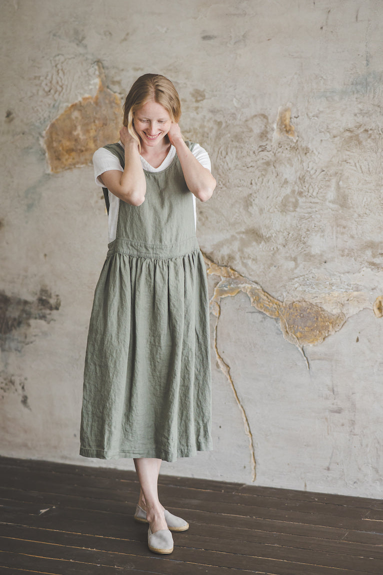Linen Pinafore Dress D56 Old Linen Mill