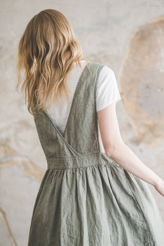 Linen Pinafore Dress D56 Old Linen Mill