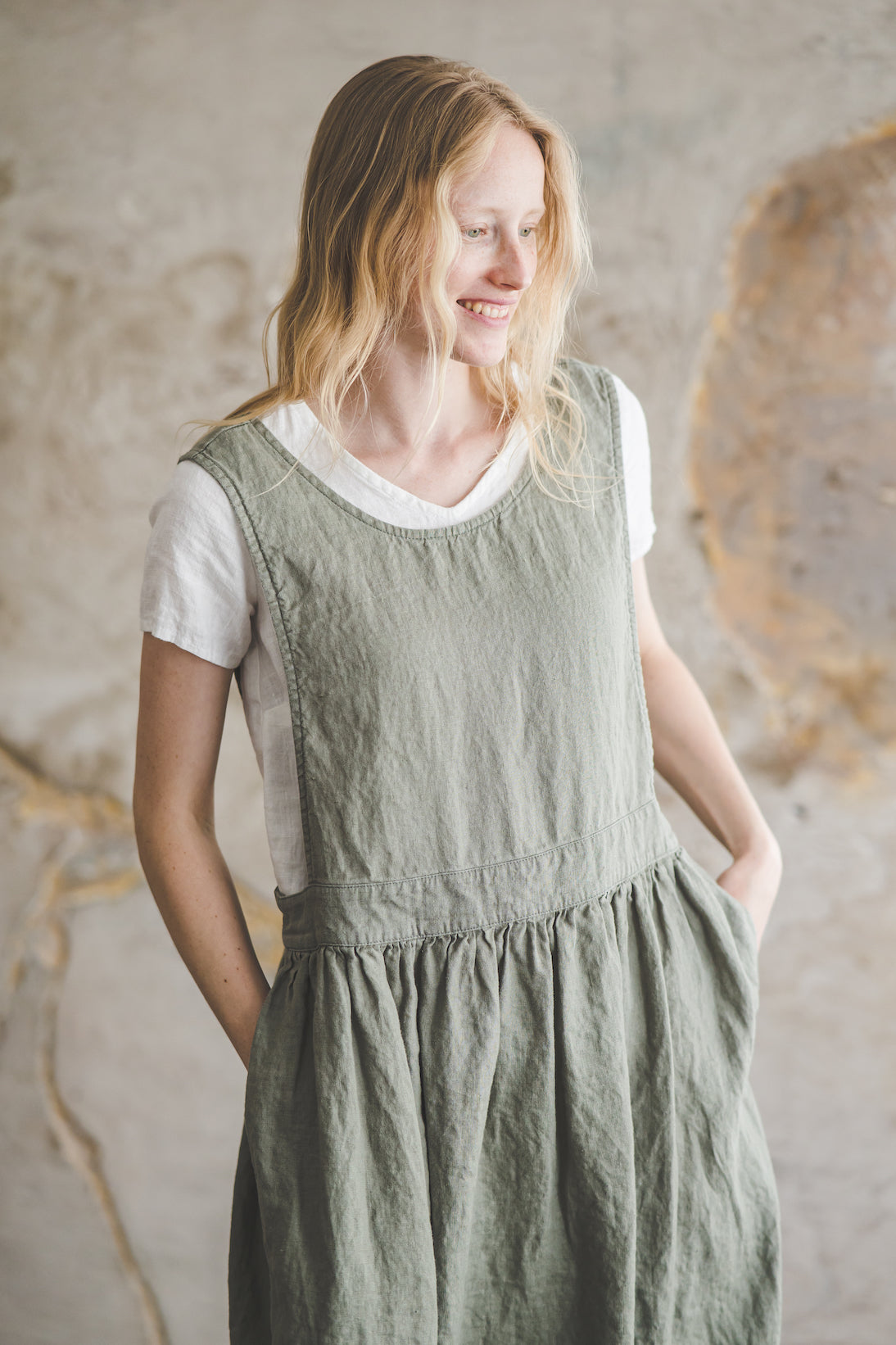 Linen Pinafore Dress D56 Old Linen Mill