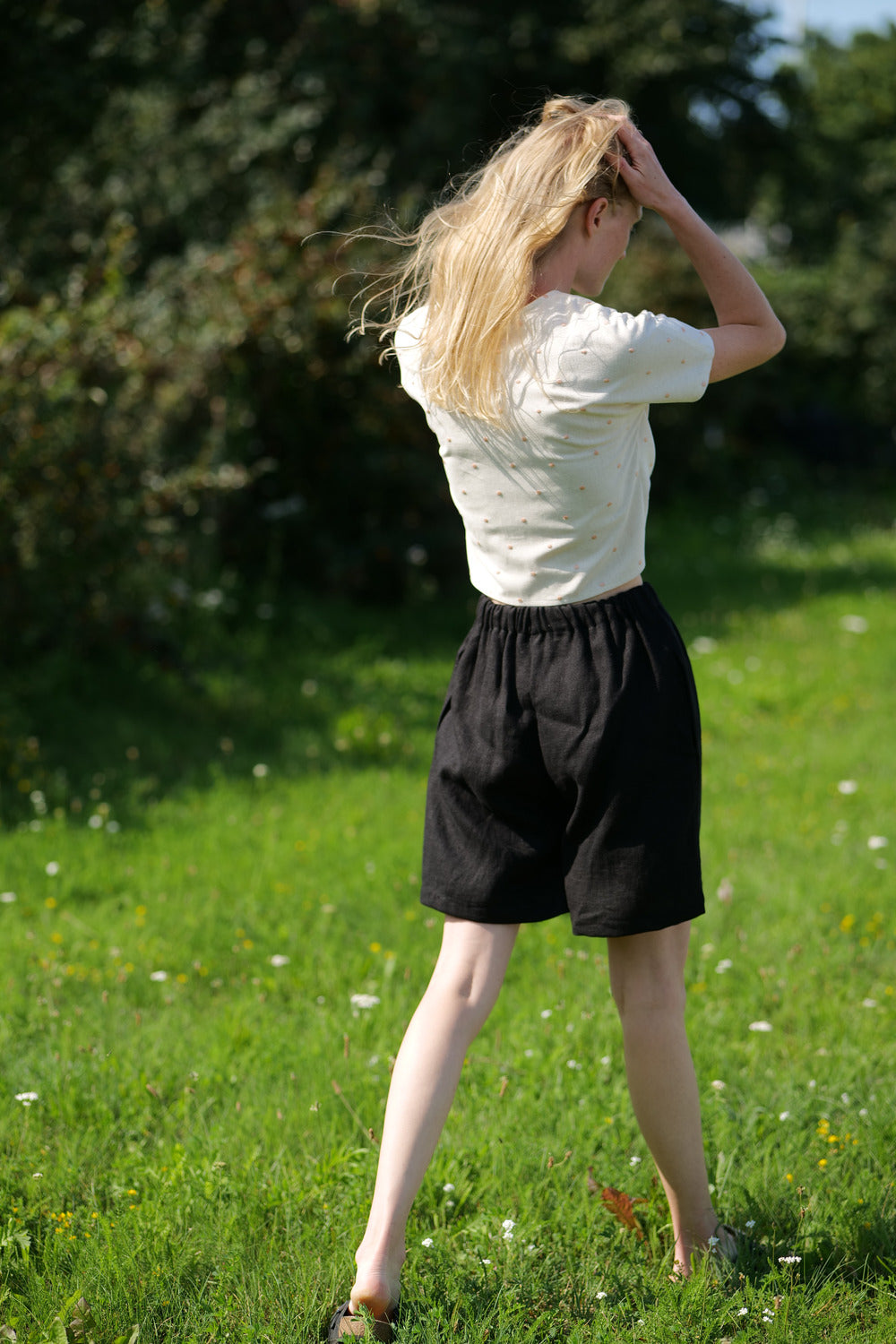 Linen Polka Dot Buttoned Top Salsa T26 Old Linen Mill