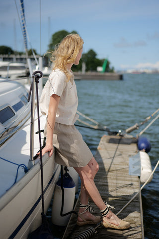 Linen Polka Dot Shirt Rumba T37 Old Linen Mill