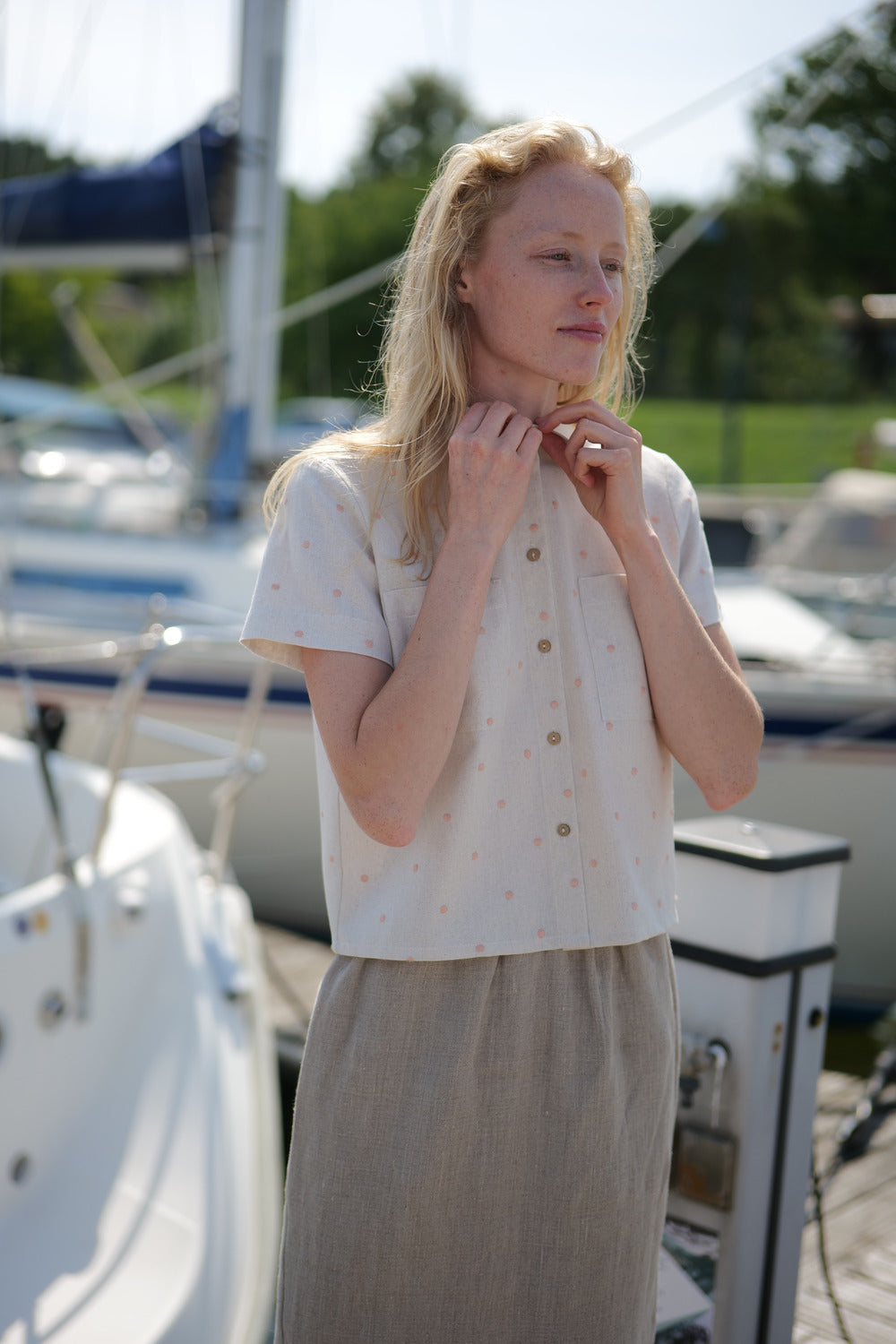 Linen Polka Dot Shirt Rumba T37 Old Linen Mill