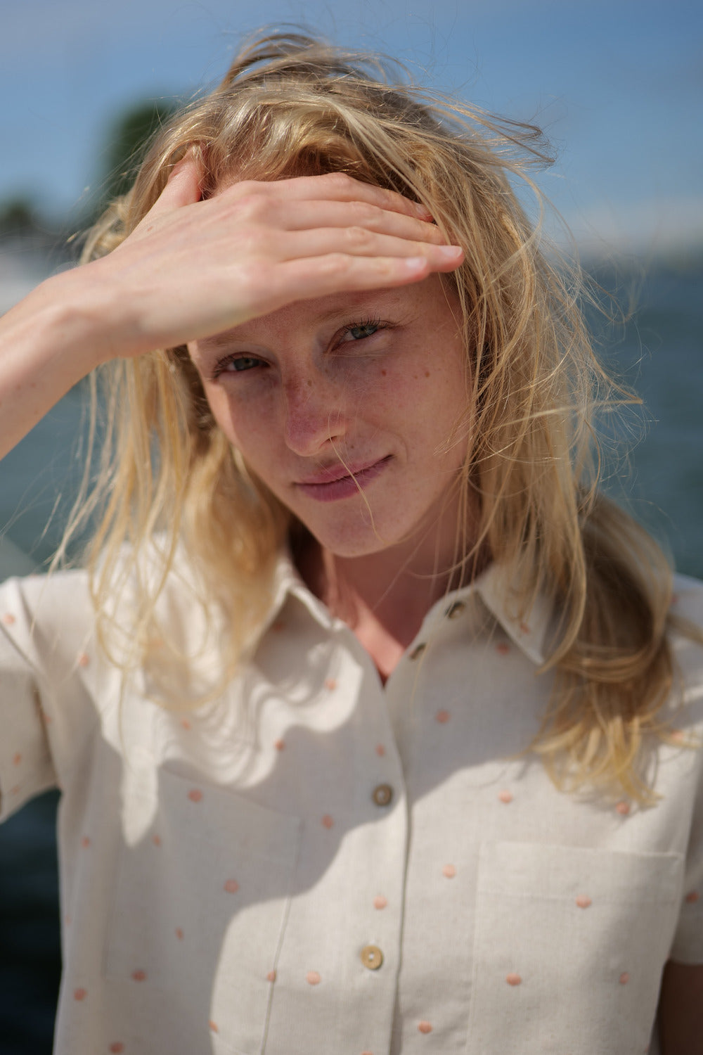 Linen Polka Dot Shirt Rumba T37 Old Linen Mill