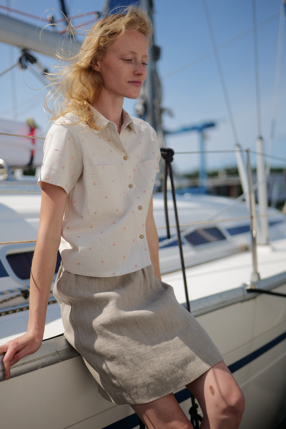 Linen Polka Dot Shirt Rumba T37 Old Linen Mill