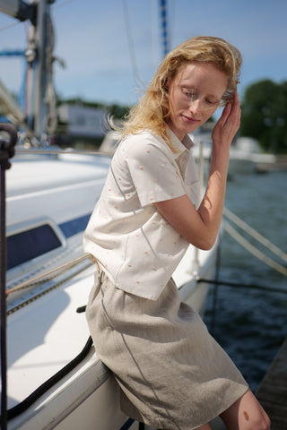 Linen Polka Dot Shirt Rumba T37 Old Linen Mill