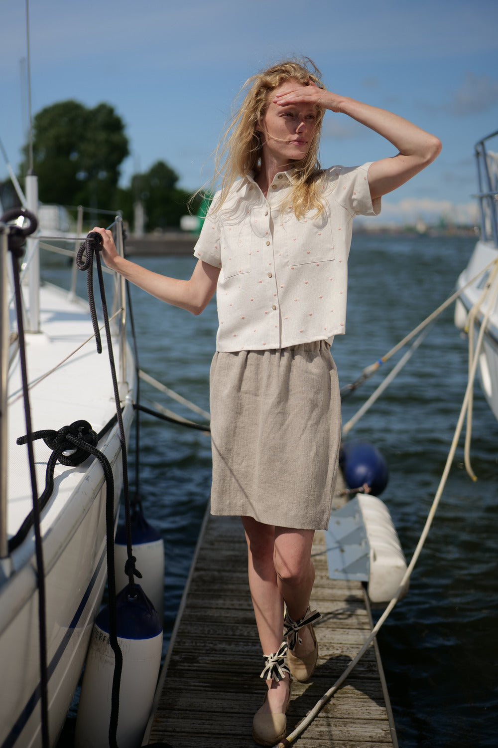 Linen Polka Dot Shirt Rumba T37 Old Linen Mill