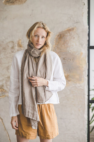 Linen Scarf Old Linen Mill Light Blue 