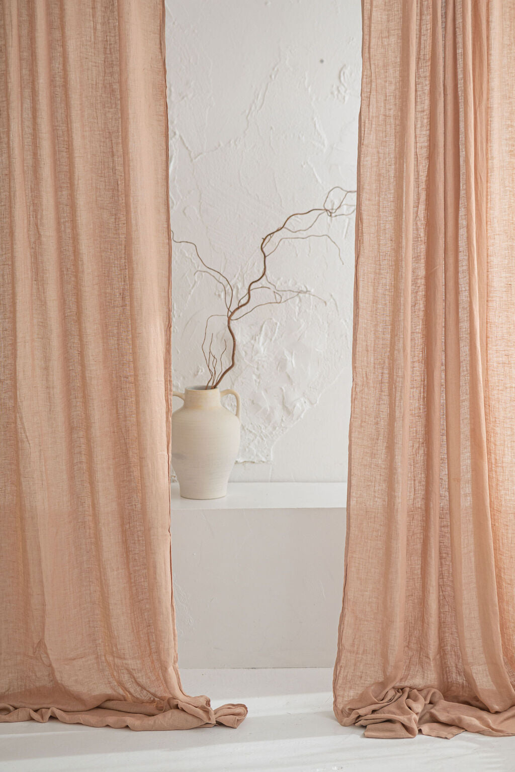 Linen See-Through Day Curtain with Crown Rod Pocket Old Linen Mill