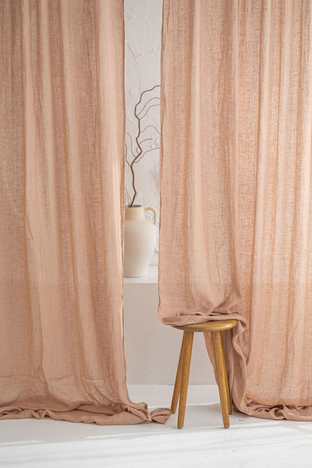 Linen See-Through Day Curtain with Crown Rod Pocket Old Linen Mill