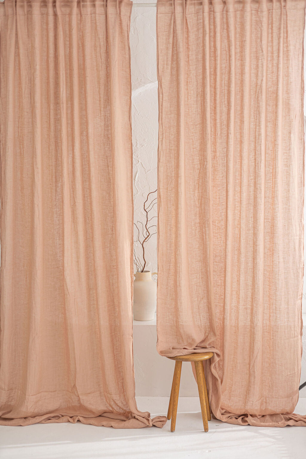 Linen See-Through Day Curtain with Crown Rod Pocket Old Linen Mill