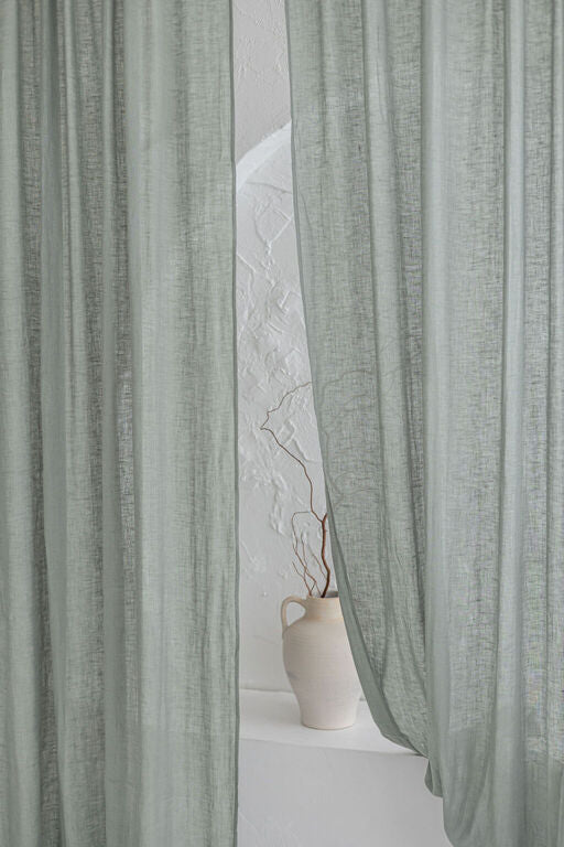 Linen See-Through Day Curtain with Rod Pocket Old Linen Mill