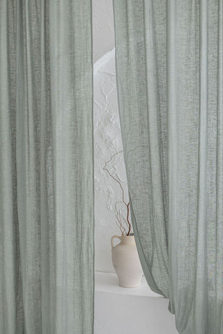 Linen See-Through Day Curtain with Rod Pocket Old Linen Mill