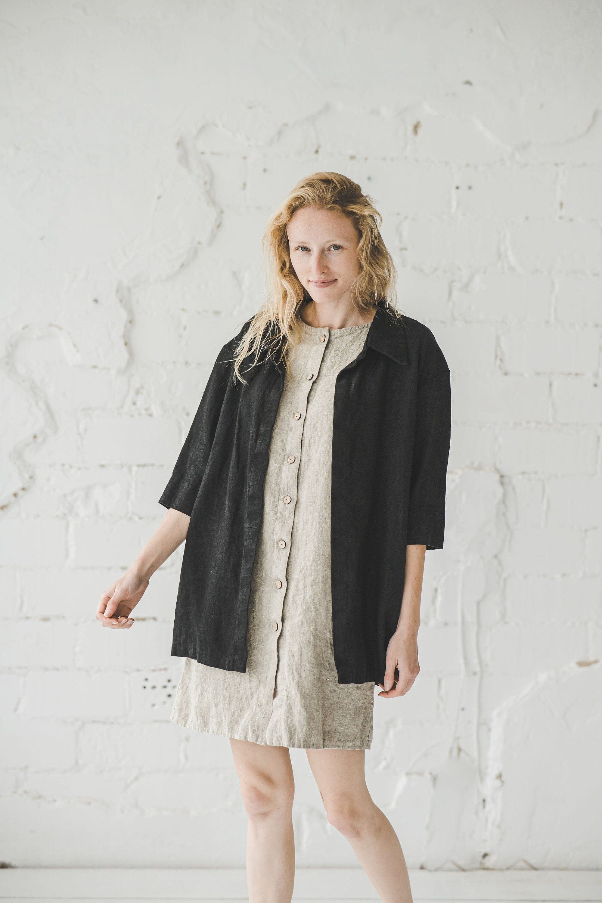 Linen Shirt Jacket with Pockets Old Linen Mill 